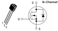 BS107A, Small Signal MOSFET 250 mAmps, 200 Volts N-Channel TO-92